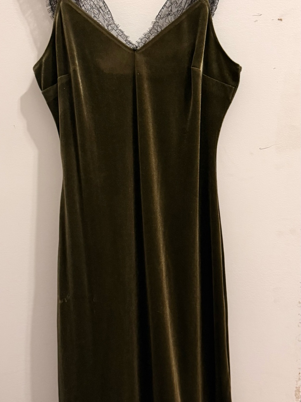 a new day Olive Velvet Lace-Trim Strapless Slip Dress